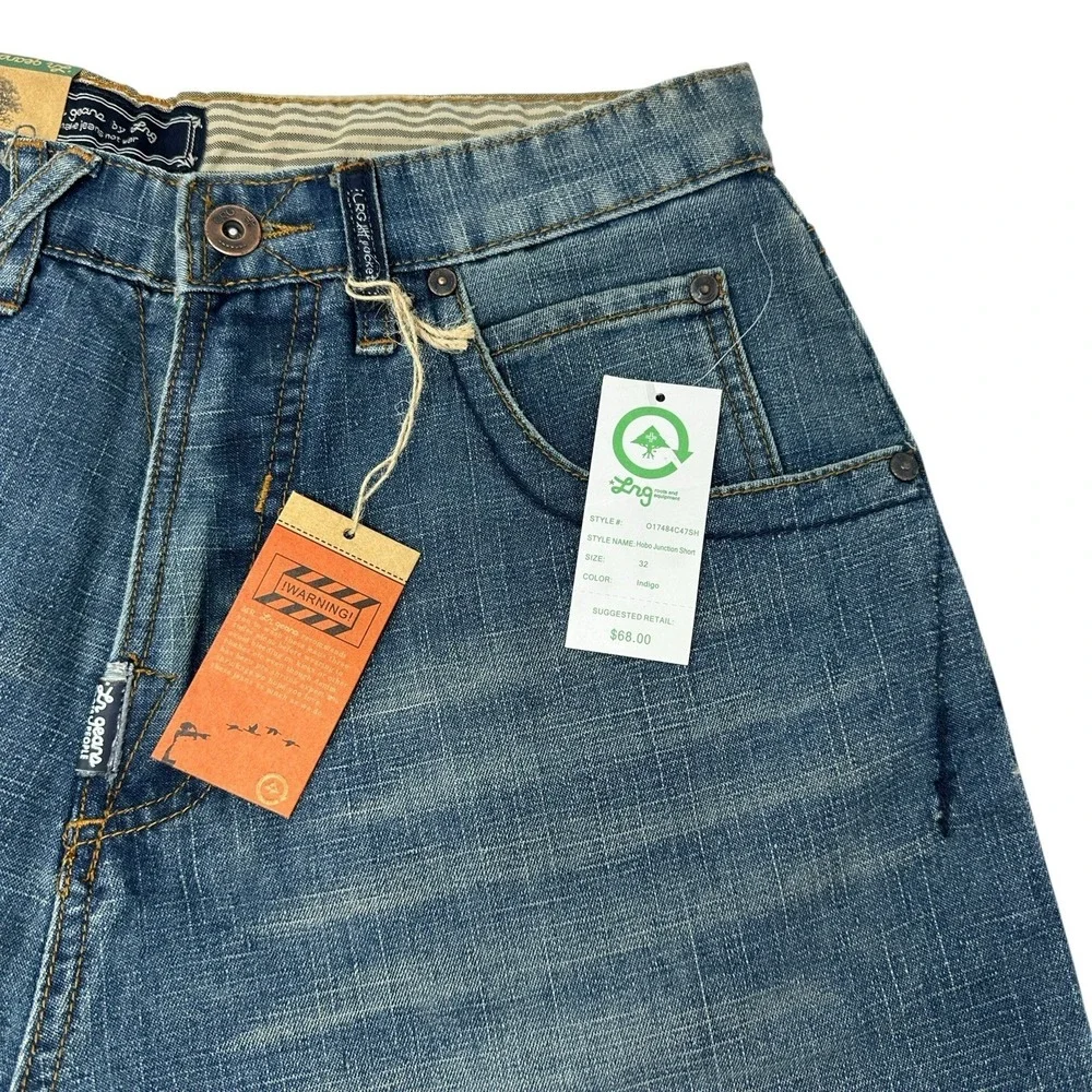 LRG Lifted Research Group Make Jeans Not War Jean Shorts Embroidered NWT‎ 32